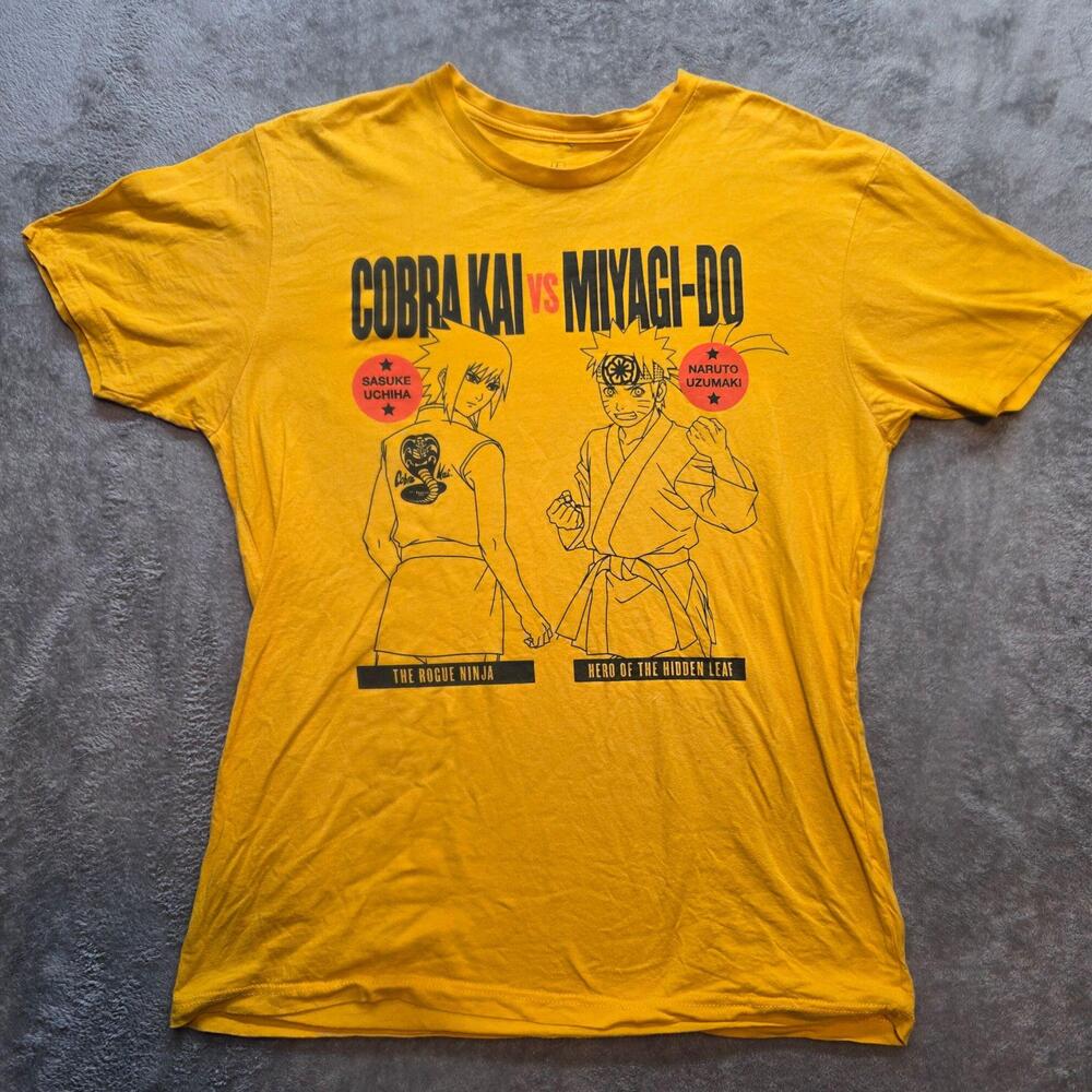 Naruto Shippuden Cobra Kai Shirt Mens L Yellow Ripple Junction Graphic Tee